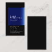 Trendy Black Blue Stripe Consultant Business Card Visitenkarte (Vorne/Hinten)