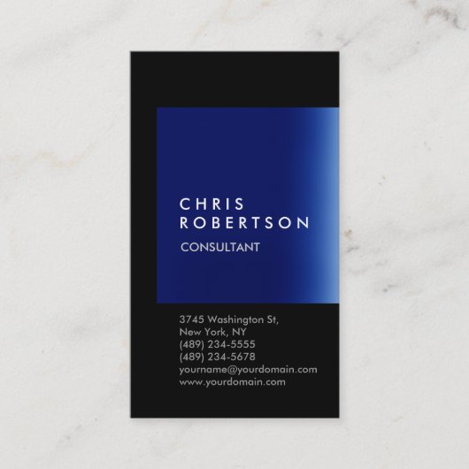 Trendy Black Blue Stripe Consultant Business Card Visitenkarte (Vorderseite)
