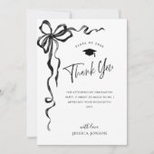 Trendy Black Bow Coquette FOTO Abschluss Dankeskarte (Vorderseite)