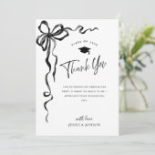 Trendy Black Bow Coquette FOTO Abschluss Dankeskarte (Stehend Vorderseite)