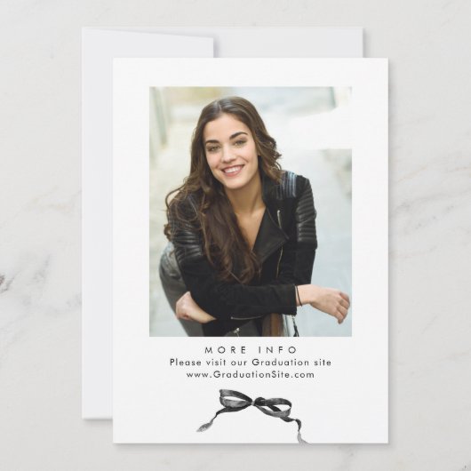 Trendy Black Bow Coquette FOTO Abschluss Dankeskarte (Rückseite)