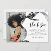 Trendy Black Bow Foto Abschluss Dankeskarte (Vorderseite)