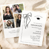 Trendy Black Bow Ribbon 4 FOTO Graduation Party Einladung