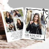 Trendy Black Bow Ribbon 5 PHOTO Graduation Party Einladung