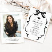 Trendy Black Bow Ribbon FOTO Graduation Party Einladung