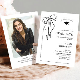 Trendy Black Bow Ribbon FOTO Graduation Party Einladung