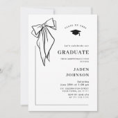 Trendy Black Bow Ribbon FOTO Graduation Party Einladung (Vorderseite)