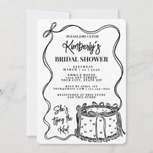 Trendy Black Bow verbindet das Brautparty des Knot Einladung