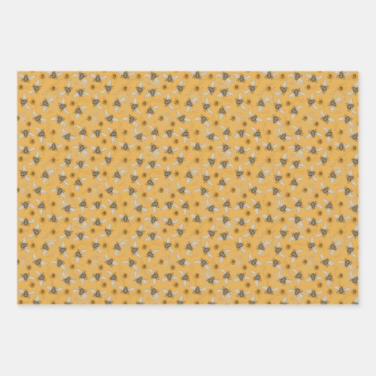 Trendy Black Buzzing Honeybee für Frühjahr und Som Geschenkpapier Set (Vorderseite 3)