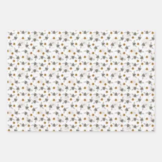 Trendy Black Buzzing Honeybee für Frühjahr und Som Geschenkpapier Set (Vorderseite 2)