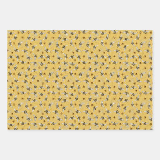 Trendy Black Buzzing Honeybee für Frühjahr und Som Geschenkpapier Set (Vorderseite)