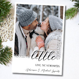Trendy Black Calligraphy Married Little Christmas Feiertagskarte