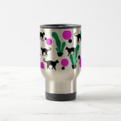 Trendy Black Cat and Cactus Pattern Reisebecher (Mittel)