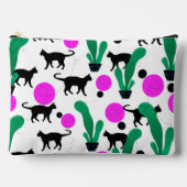Trendy Black Cat and Cactus Pattern Zubehörtasche (Vorderseite)