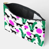 Trendy Black Cat and Cactus Pattern Zubehörtasche (Offen)