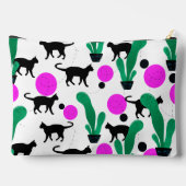 Trendy Black Cat and Cactus Pattern Zubehörtasche (Rückseite)