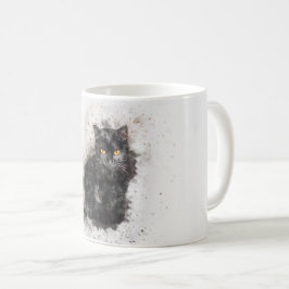 Trendy Black Cat Distressed Image Kaffeetasse