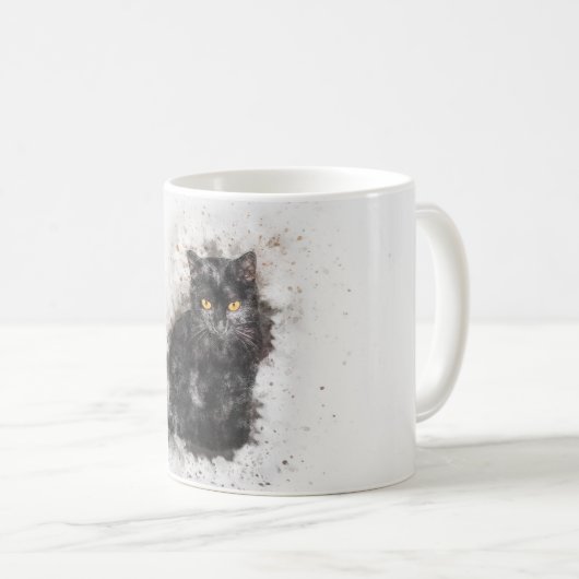 Trendy Black Cat Distressed Image Kaffeetasse (VorderseiteRechts)