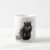 Trendy Black Cat Distressed Image Kaffeetasse (Mittel)