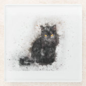 Trendy Black Cat stört Bild Glasuntersetzer (Vorderseite)