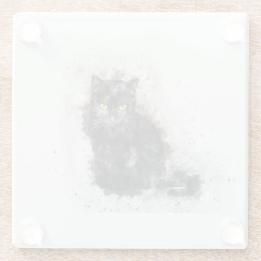 Trendy Black Cat stört Bild Glasuntersetzer (Rückseite)