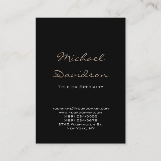 Trendy Black Classic Script Chubby Business Card Visitenkarte (Vorderseite)