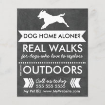Trendy Black Dog Silhouette Dog Walker Flyer