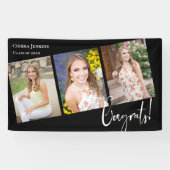 Trendy Black Foto Graduation Party Banner (Horizontal)