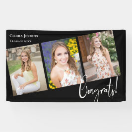Trendy Black Foto Graduation Party Banner
