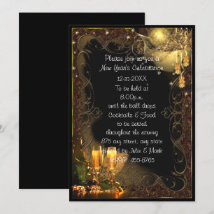 Trendy Black Gold Champagne Neues Jahr Party Einladung