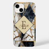 Trendy Black Gold Geometric Marble Monogram Case-Mate iPhone Hülle (Rückseite)