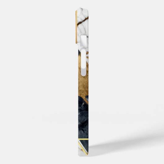 Trendy Black Gold Geometric Marble Monogram Case-Mate iPhone Hülle (Rückseite / Links)