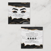 Trendy Black & Gold Girly Makeup Artist Quadratische Visitenkarte (Vorne/Hinten)