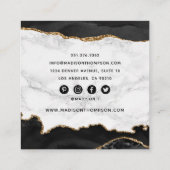 Trendy Black & Gold Girly Makeup Artist Quadratische Visitenkarte (Rückseite)