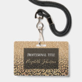 Trendy Black Gold Glitzer Leopard Ombre Ausweis (Vorderseite mit Lanyard)