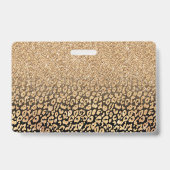 Trendy Black Gold Glitzer Leopard Ombre Ausweis (Rückseite)