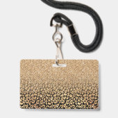 Trendy Black Gold Glitzer Leopard Ombre Ausweis (Rückseite mit Lanyard)