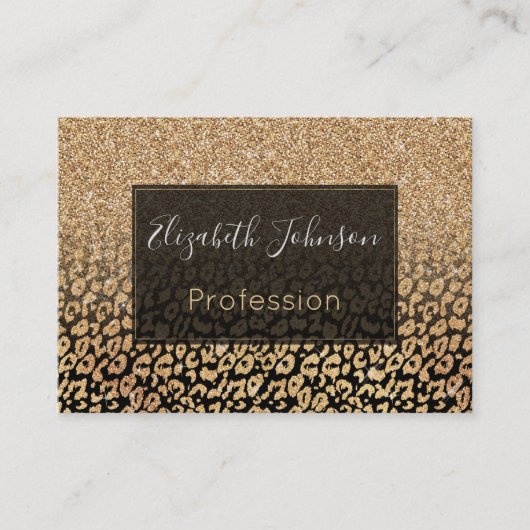 Trendy Black Gold Glitzer Leopard Ombre Visitenkarte (Vorderseite)