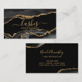 Trendy Black Gold Marble Eyelash Beauty Specialist Visitenkarte (Vorne/Hinten)