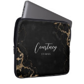 Trendy Black & Gold Marble Script Monogram Name Laptopschutzhülle (Vorne Rechts)