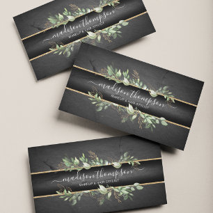 Trendy Black & Gold - Moderne Foliage Visitenkarte