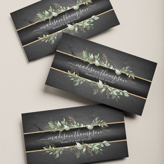 Trendy Black & Gold - Moderne Foliage Visitenkarte