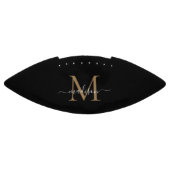 Trendy Black Gold Monogram Girly Feminine Script Football (Panel)
