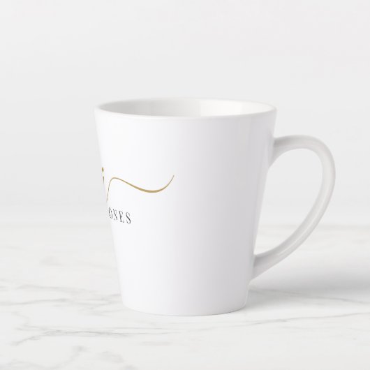 Trendy Black Gold Monogram Initial Script Name Milchtasse (Rechts)