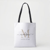 Trendy Black Gold Monogram Initial Script Name Tot Tasche (Vorderseite)