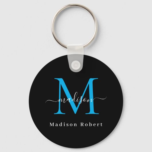 Trendy Black Gold Monogram Ursprüngliches Modern S Schlüsselanhänger (Vorderseite)