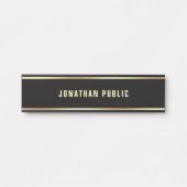 Trendy Black Gold Text Name Clean Template Elegant Türschild (Vorderseite )
