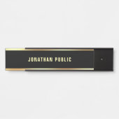 Trendy Black Gold Text Name Clean Template Elegant Türschild (Vorderseite )