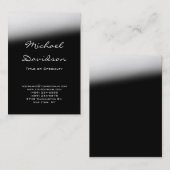 Trendy Black Gray Classic Script Business Card Visitenkarte (Vorne/Hinten)