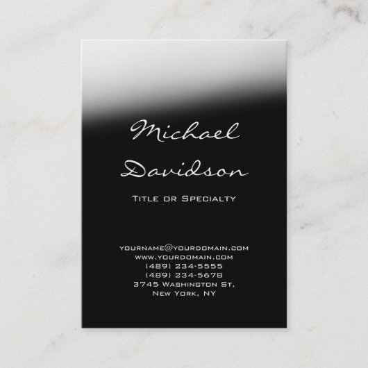 Trendy Black Gray Classic Script Business Card Visitenkarte (Vorderseite)